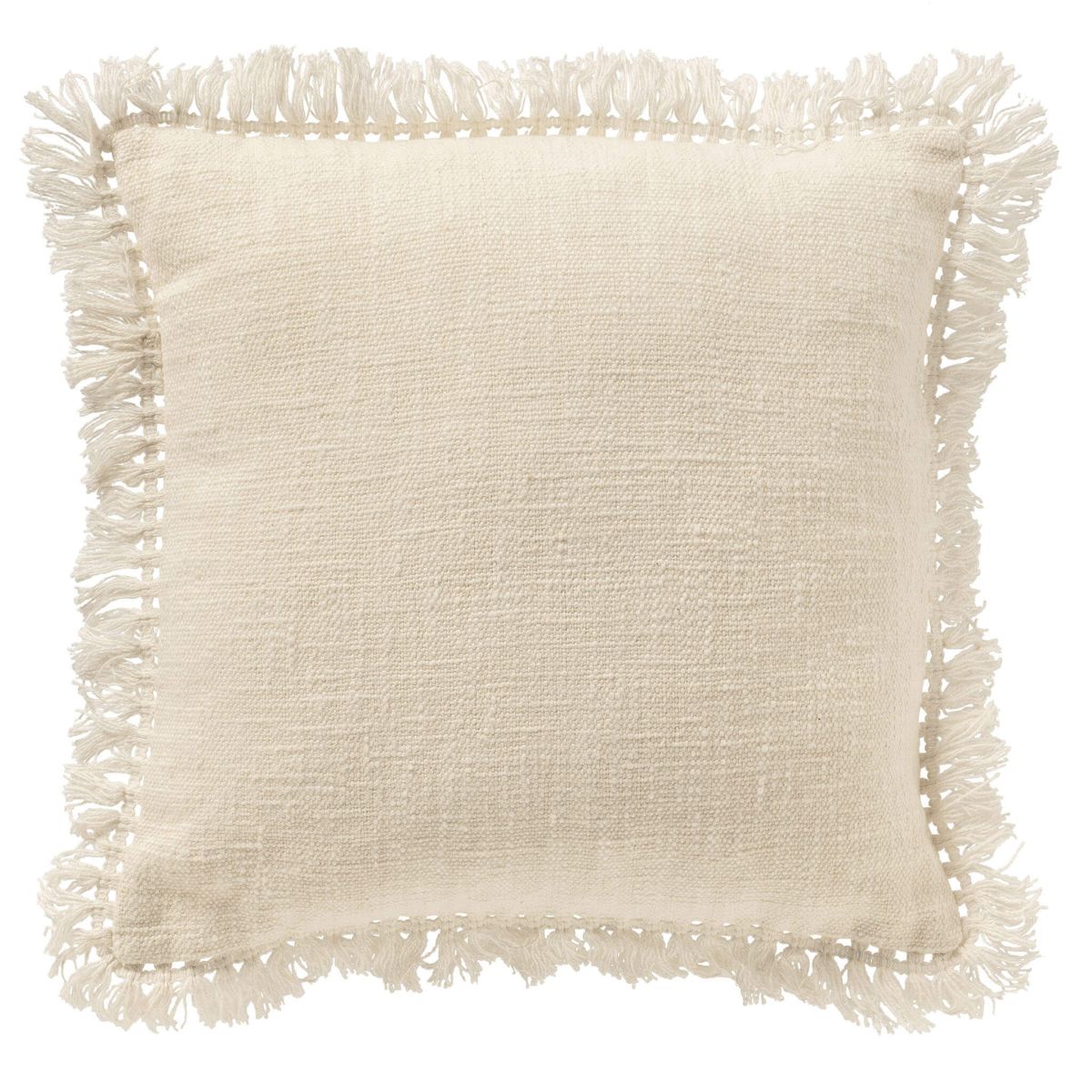 כרית הנוי הלבנה - jonna מבית Fine Lab Home היא כרית נוי מרובעת בצבע בז' עם בד מרקם ושוליים עם ציצית, מושלמת ככרית דקורטיבית או להוספת אווירה בוהמיינית לחלל שלכם.