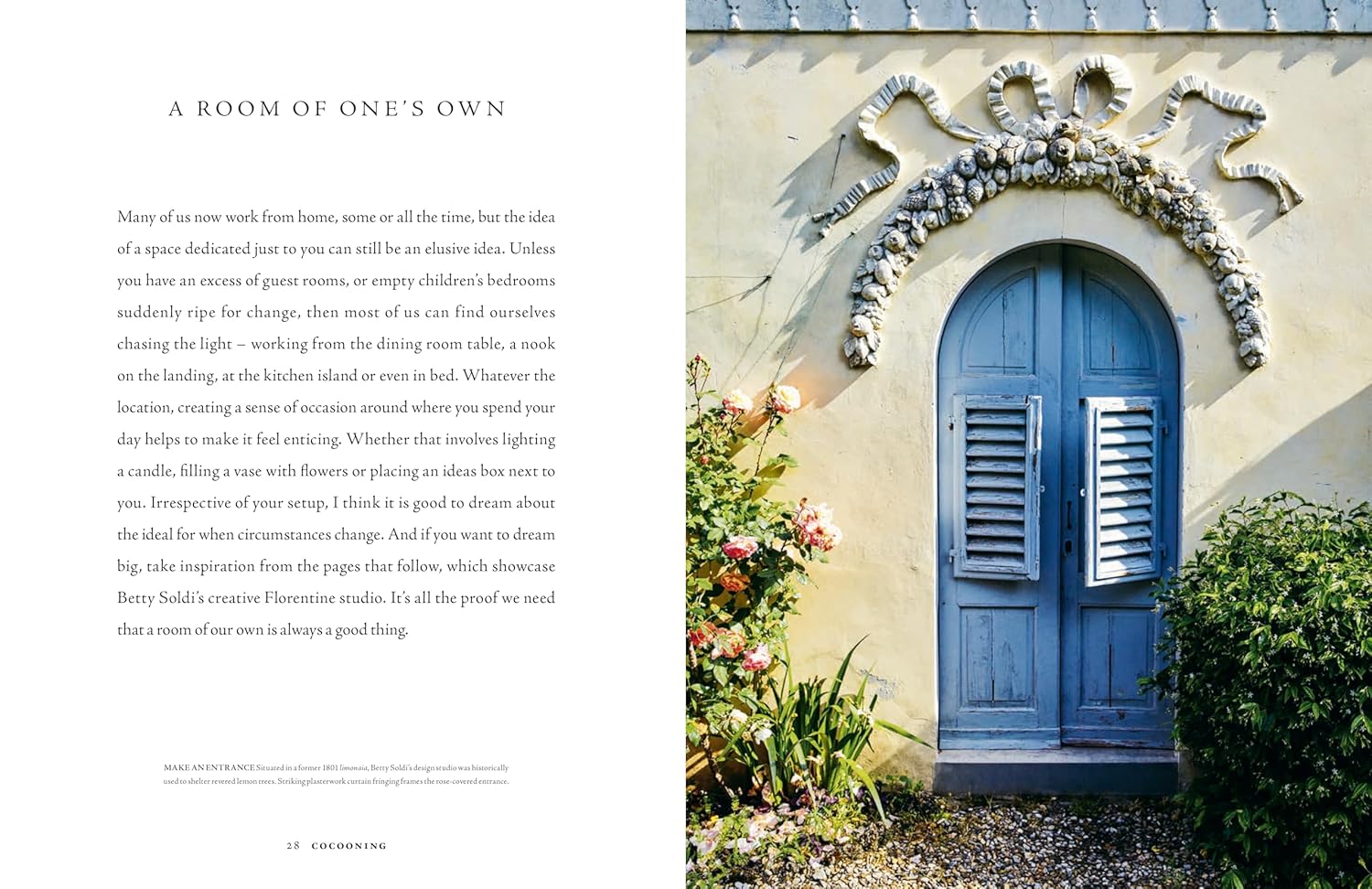 עטיפת הספר "עיצוב קוקון" של Fine Lab Home מציגה סלון נעים עם עיצוב ניטרלי, תמונות ממוסגרות וחלונות גדולים המדגישים את היופי הטבעי.