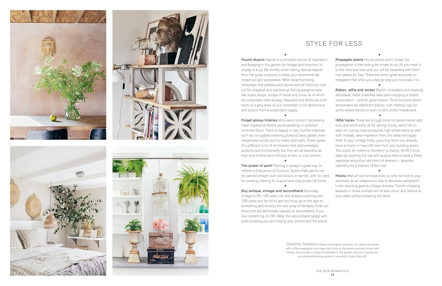 הספר עיצוב The Romantic Minimalist: Simple Homes with Soul מאת Fine Lab Home כולל עטיפה נעימה עם שרפרף, סידור פרחים, צדף, ספה ונברשת. מחברים: אטלנטה ברטלט ודייב קוט.