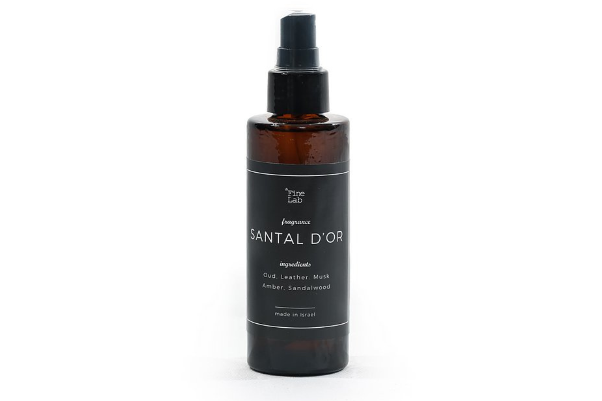 מבשם ספריי SANTAL D'OR של פיין לאב בניחוח עצי לבית ולכביסה, טקסטיל בבקבוק זכוכית