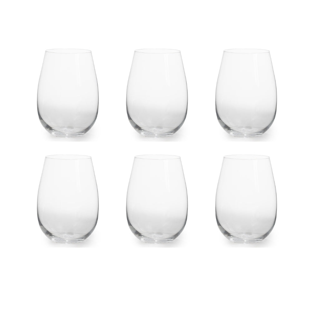 סט של 6 כוסות זכוכית ללא רגל בנפח 500 מ"ל מבית Fine Lab Home, מסודרות בשתי שורות על רקע לבן.
