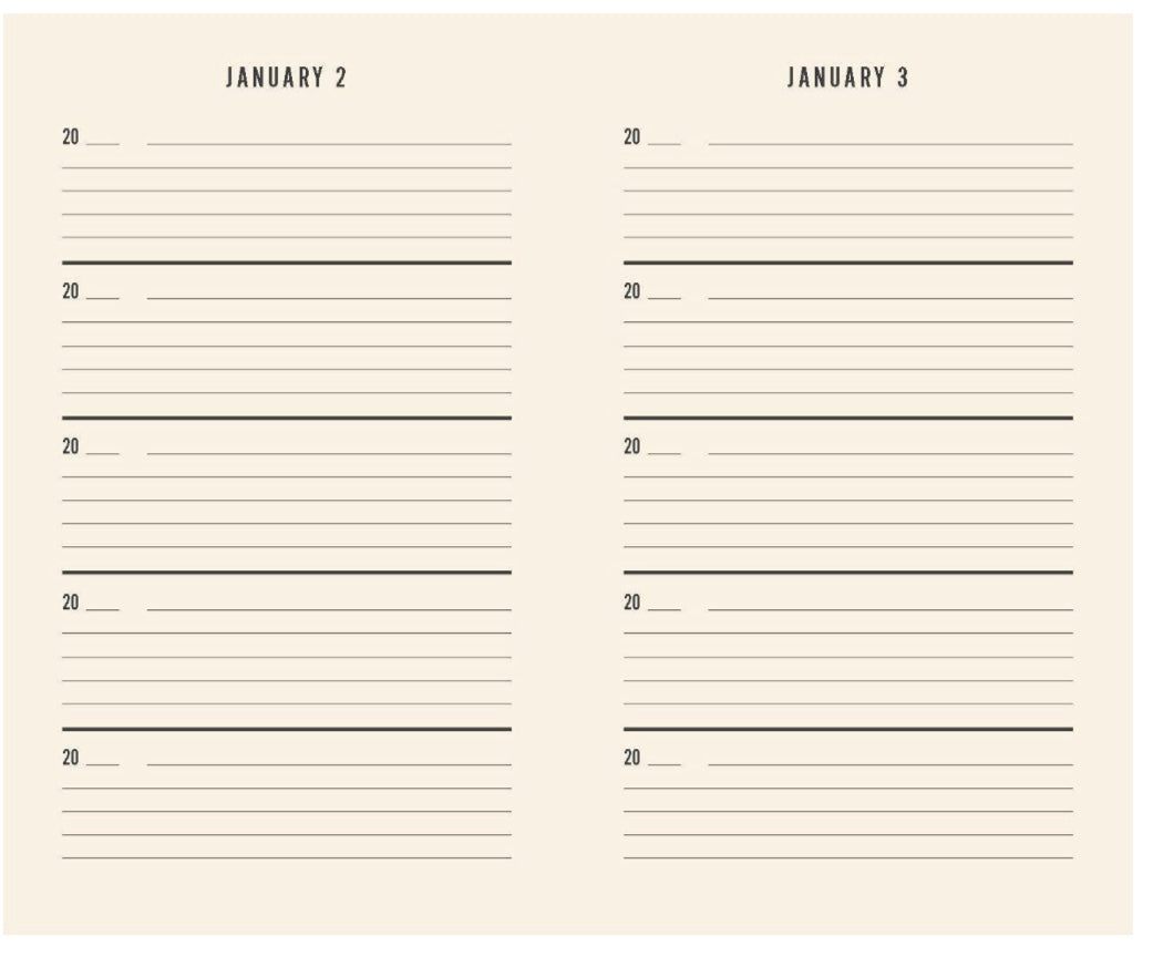 יומן ONE LINE A DAY מבית Fine Lab Home, בכריכה קשה בצבע בז', שכותרתו "One Line a Day: A Five-Year Memory Book" (שורה אחת ביום: ספר זיכרונות לחמש שנים), עם טקסט שחור על הכריכה והשדרה — מושלם כספר זיכרונות לחמש שנים.