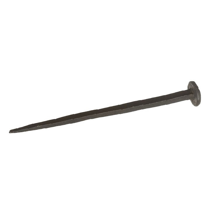 מסמר ברזל גדול ויחיד מבית Fine Lab Home עם ראש רחב ועגול ורגל מחודדת, מושלם לעבודות יד או לקישוט, מבודד על רקע לבן.