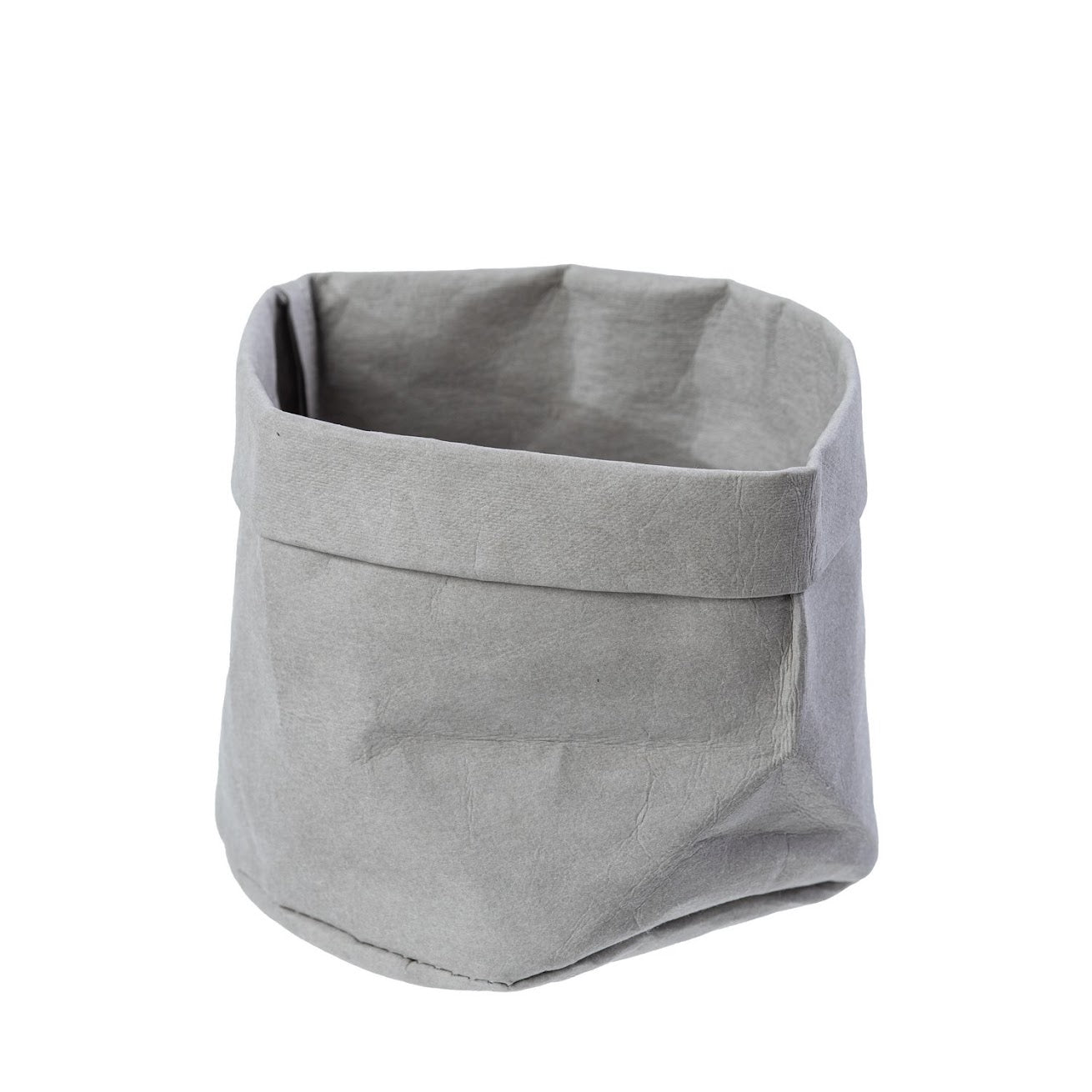 הסל שק ווביסבי אפור מבית Fine Lab Home הוא סל אחסון מבד אפור בהיר עם שוליים מקופלים, אידיאלי לעיצוב מינימליסטי או לארגון צמחים.