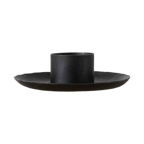 פמוט מתכת שטוח שחור מושחר