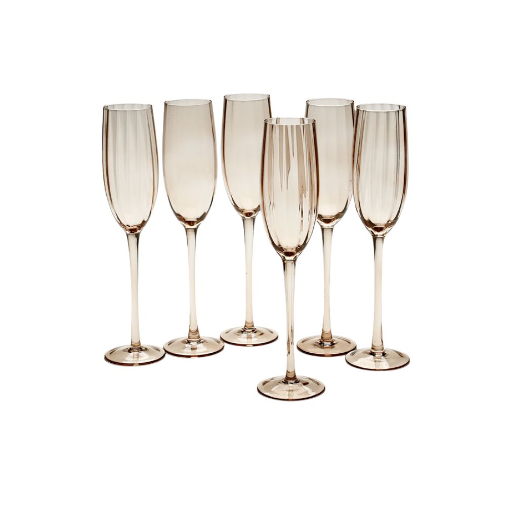 שש כוסות שמפניה - 260 מ"ל (סט של 6 יחידות) מבית Fine Lab Home, מסודרות בשתי שורות על רקע לבן — סט אלגנטי ומושלם כמתנה יוקרתית.