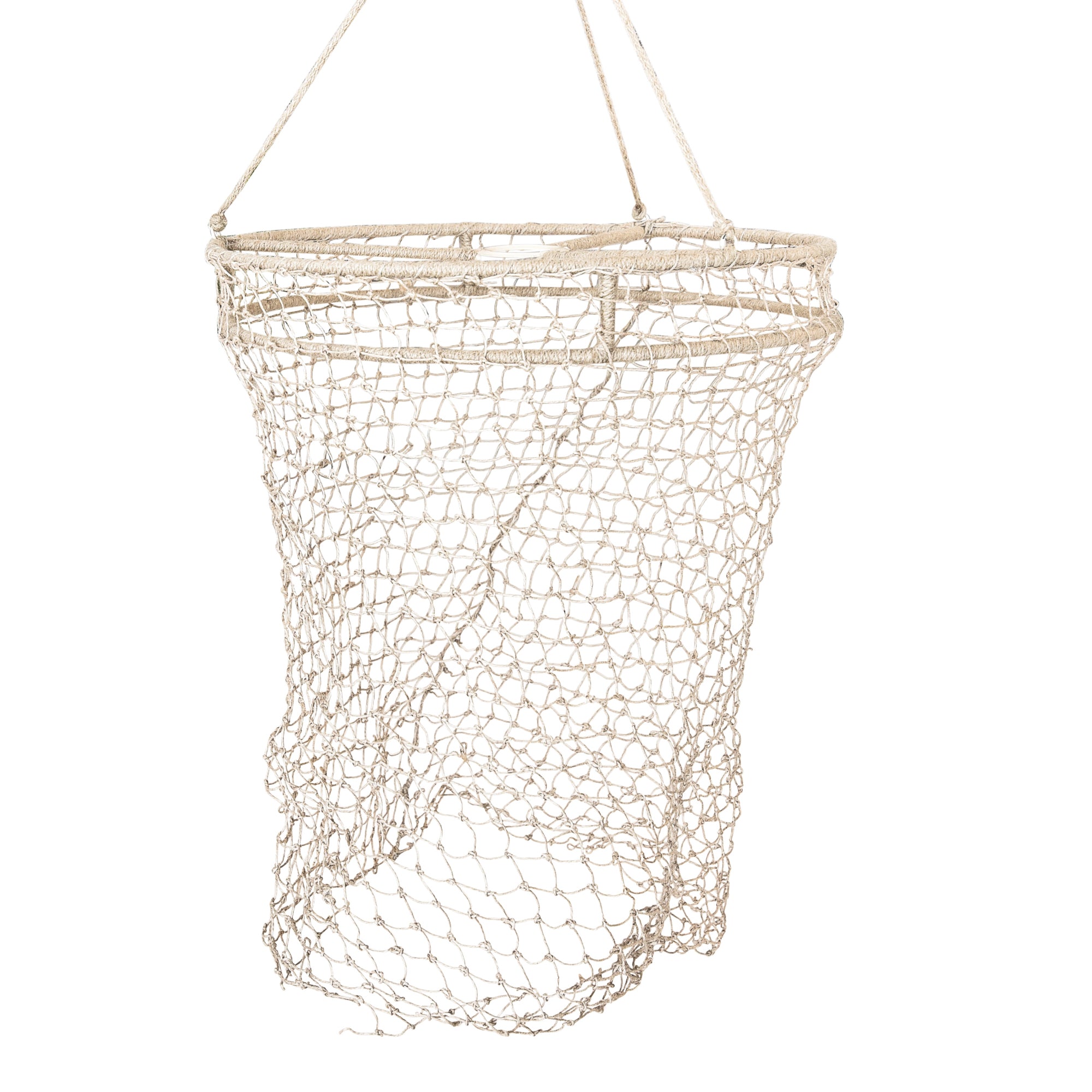 אהיל תאורה מרשת יוטה טבעית בעיצוב דמוי רשת דייגים – גובה 50 ס"מ, קוטר 40 ס"מ, ללא חיווט