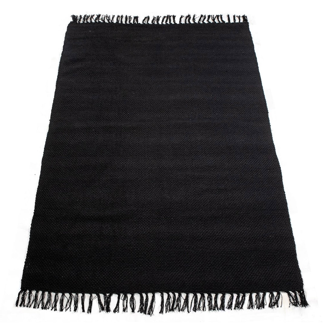 ⁨⁨⁨⁨שטיח כותנה שחור פרנזים ⁩⁩⁩⁩